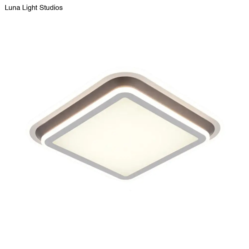 DecorBites™ DecorBites™ LED Living Room Flush Mount Ceiling Light with Square/Rectangular Acrylic Shade in Warm/White Light - White