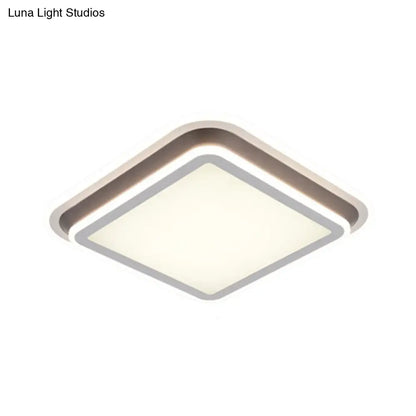 DecorBites™ DecorBites™ LED Living Room Flush Mount Ceiling Light with Square/Rectangular Acrylic Shade in Warm/White Light - White
