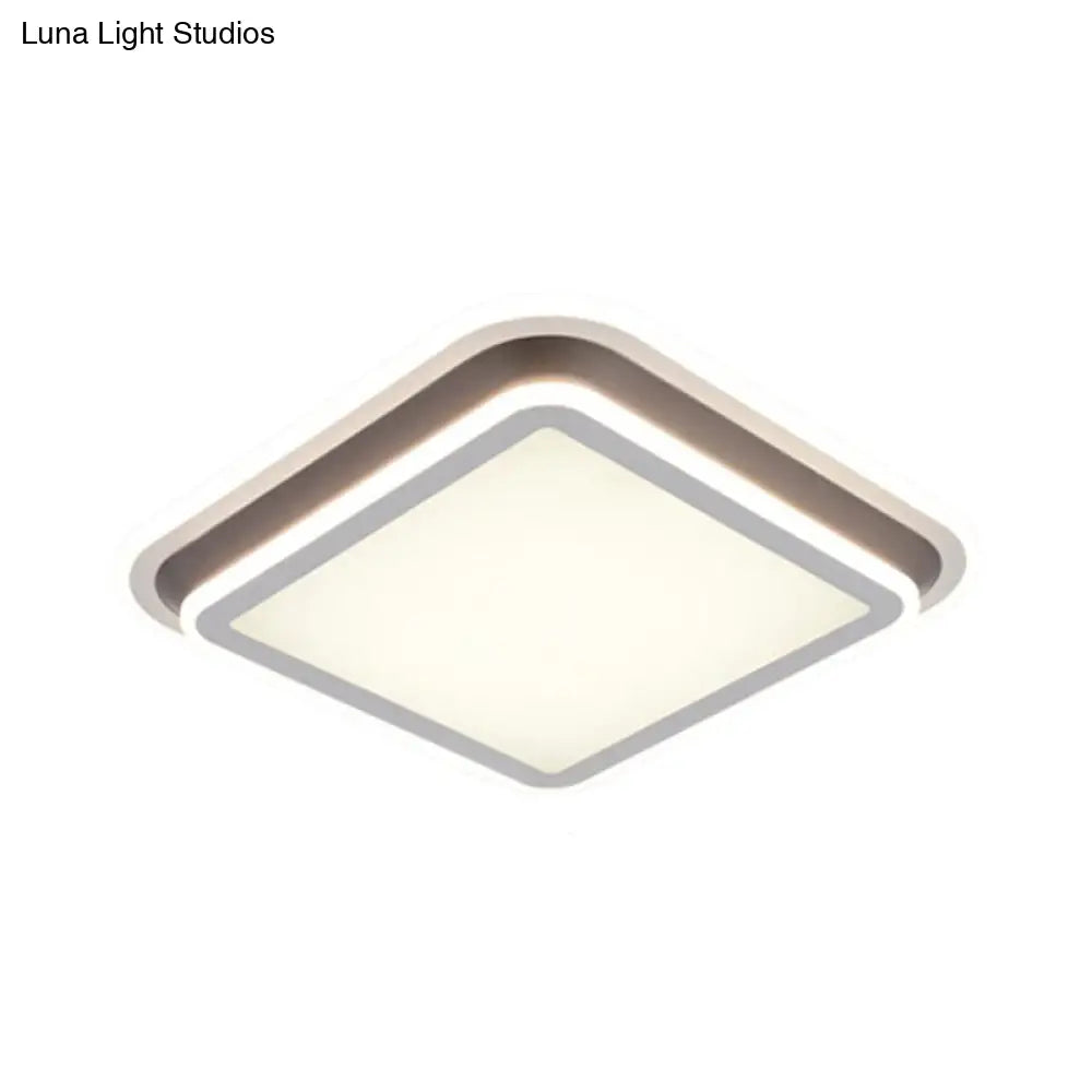 DecorBites™ DecorBites™ LED Living Room Flush Mount Ceiling Light with Square/Rectangular Acrylic Shade in Warm/White Light - White