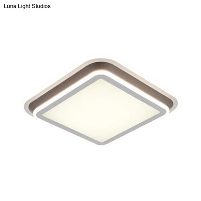 DecorBites™ DecorBites™ LED Living Room Flush Mount Ceiling Light with Square/Rectangular Acrylic Shade in Warm/White Light - White