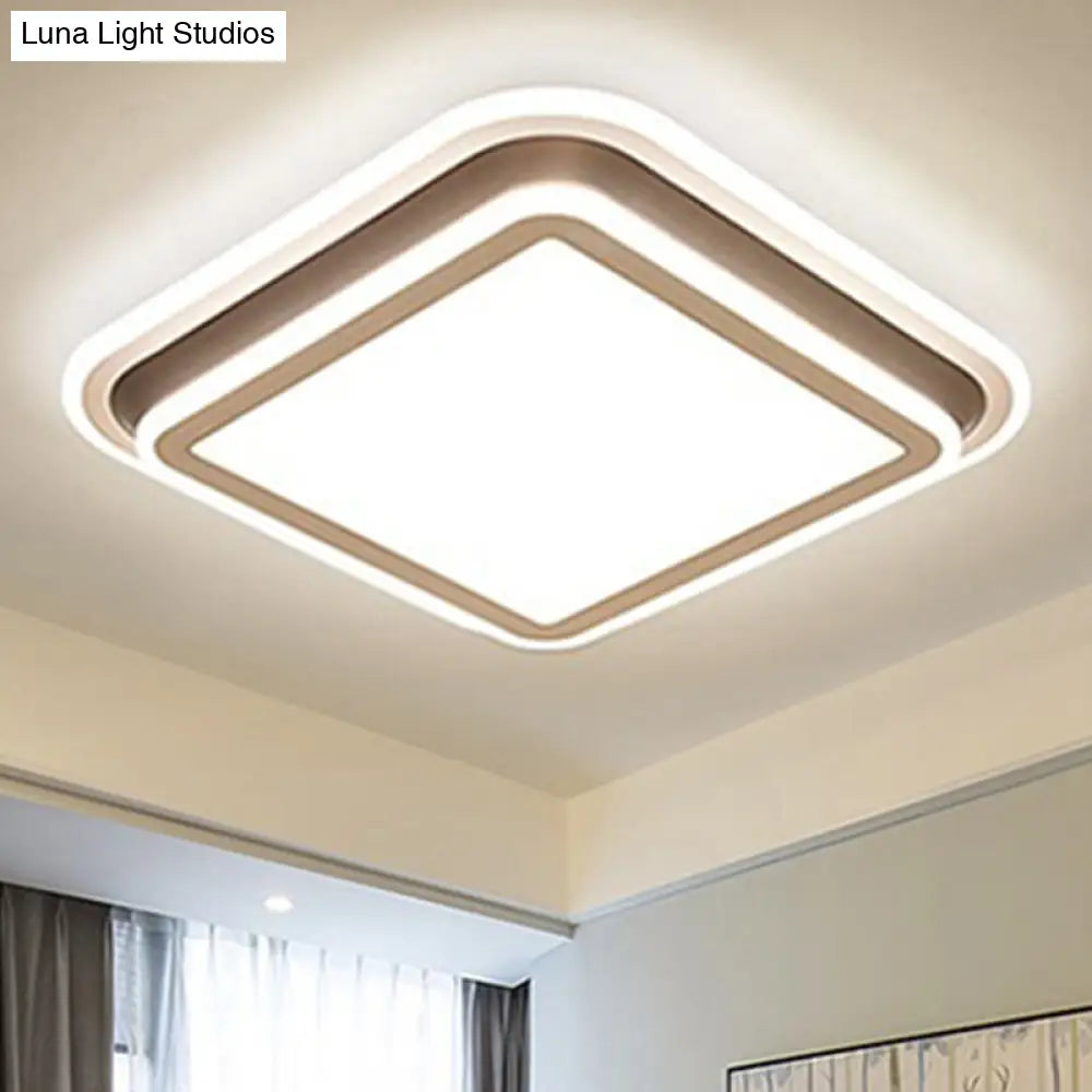DecorBites™ DecorBites™ LED Living Room Flush Mount Ceiling Light with Square/Rectangular Acrylic Shade in Warm/White Light - White