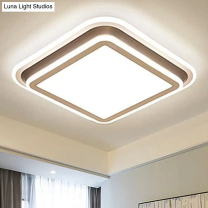 DecorBites™ DecorBites™ LED Living Room Flush Mount Ceiling Light with Square/Rectangular Acrylic Shade in Warm/White Light - White