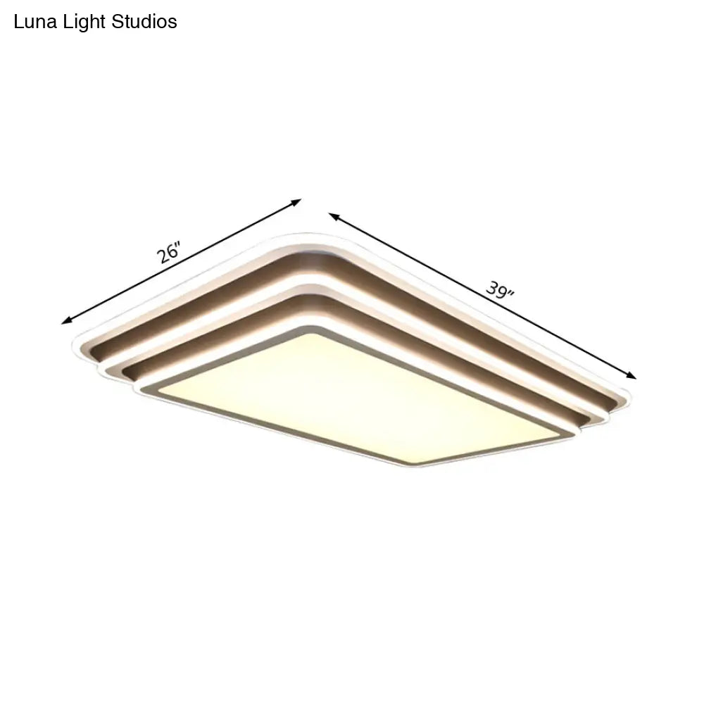DecorBites™ DecorBites™ LED Living Room Flush Mount Ceiling Light with Square/Rectangular Acrylic Shade in Warm/White Light - White