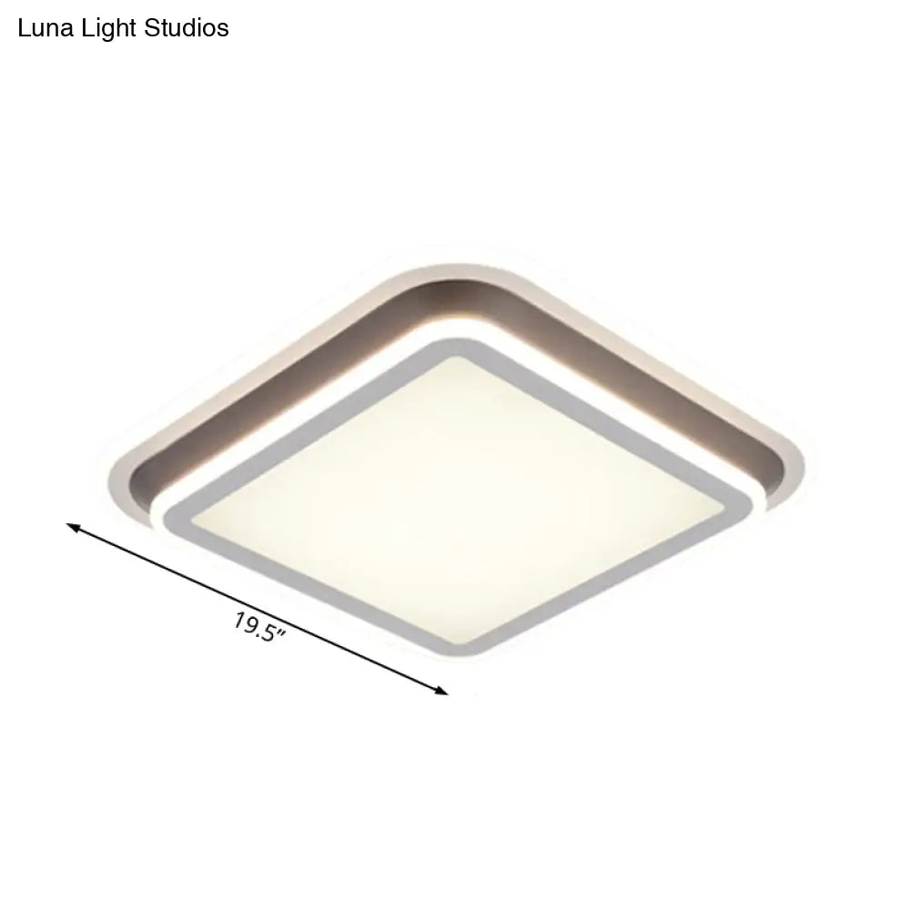 DecorBites™ DecorBites™ LED Living Room Flush Mount Ceiling Light with Square/Rectangular Acrylic Shade in Warm/White Light - White