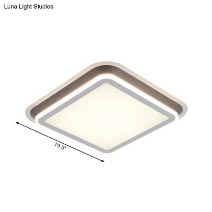 DecorBites™ DecorBites™ LED Living Room Flush Mount Ceiling Light with Square/Rectangular Acrylic Shade in Warm/White Light - White