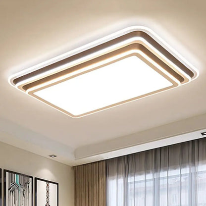 DecorBites™ DecorBites™ LED Living Room Flush Mount Ceiling Light with Square/Rectangular Acrylic Shade in Warm/White Light - White