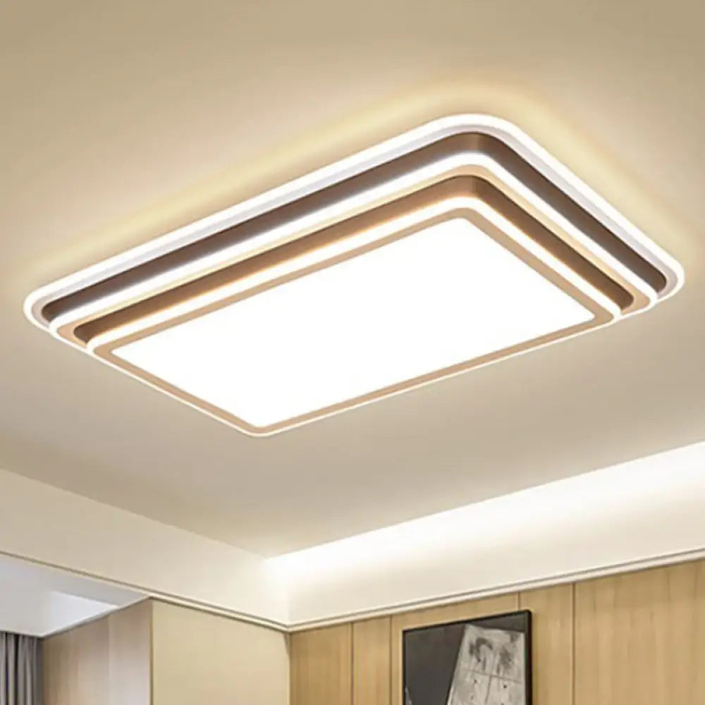 DecorBites™ DecorBites™ LED Living Room Flush Mount Ceiling Light with Square/Rectangular Acrylic Shade in Warm/White Light - White