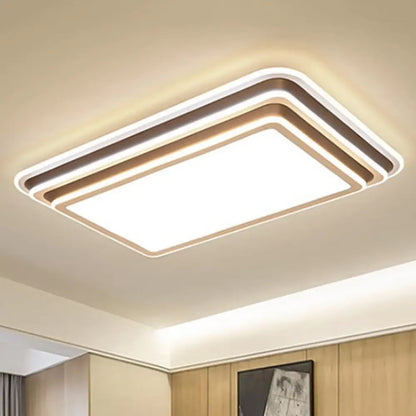 DecorBites™ DecorBites™ LED Living Room Flush Mount Ceiling Light with Square/Rectangular Acrylic Shade in Warm/White Light - White