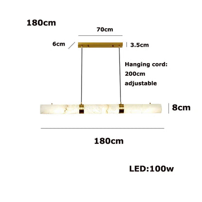 LED Marble Hanging Lamps - White Alabaster - 180cm / Silver hardware / Neutral light - Chandelier