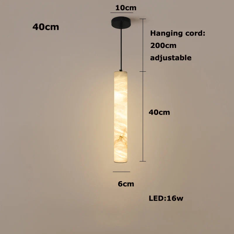 LED Marble Hanging Lamps - White Alabaster - 40cm / Silver hardware / Neutral light - Chandelier