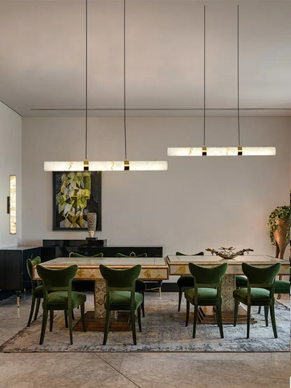 LED Marble Hanging Lamps - White Alabaster - Chandelier