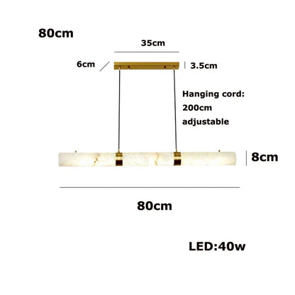 LED Marble Hanging Lamps - White Alabaster - 80cm / Gold hardware / Neutral light - Chandelier