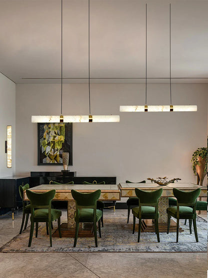 LED Marble Hanging Lamps - White Alabaster - Chandelier