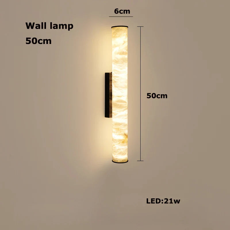 LED Marble Hanging Lamps - White Alabaster - Wall lamp 50cm / Black hardware / Neutral light - Chandelier