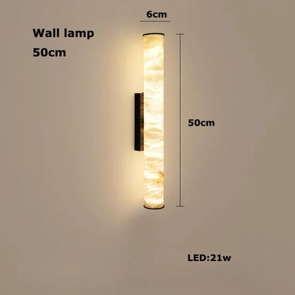 LED Marble Hanging Lamps - White Alabaster - Wall lamp 50cm / Black hardware / Neutral light - Chandelier