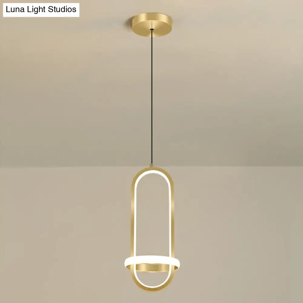 LED Metal Bedside Pendant Light with Halo Ring