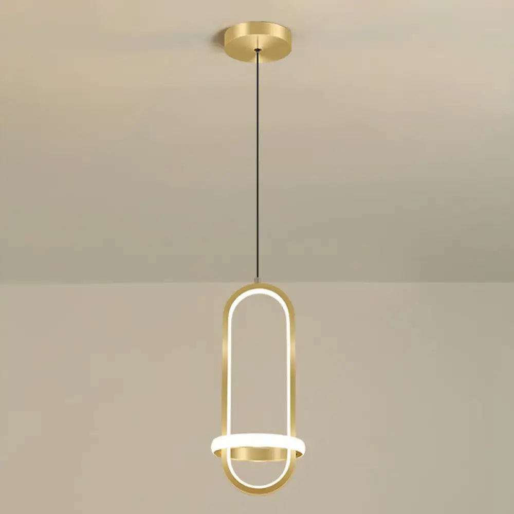 LED Metal Bedside Pendant Light with Halo Ring