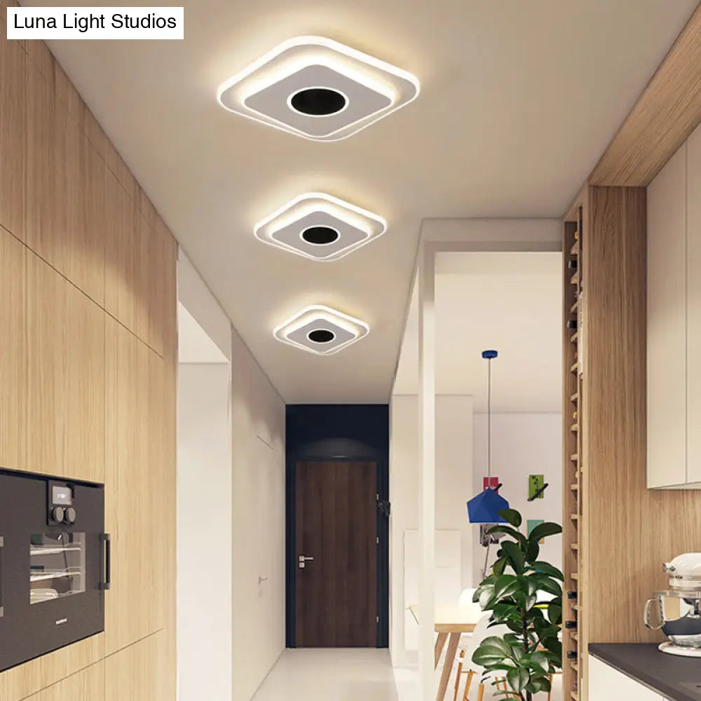 DecorBites™ DecorBites™ LED Mini Flush Ceiling Light - Modernist Black and White Flush Lamp with Acrylic Shade in Warm/White Light