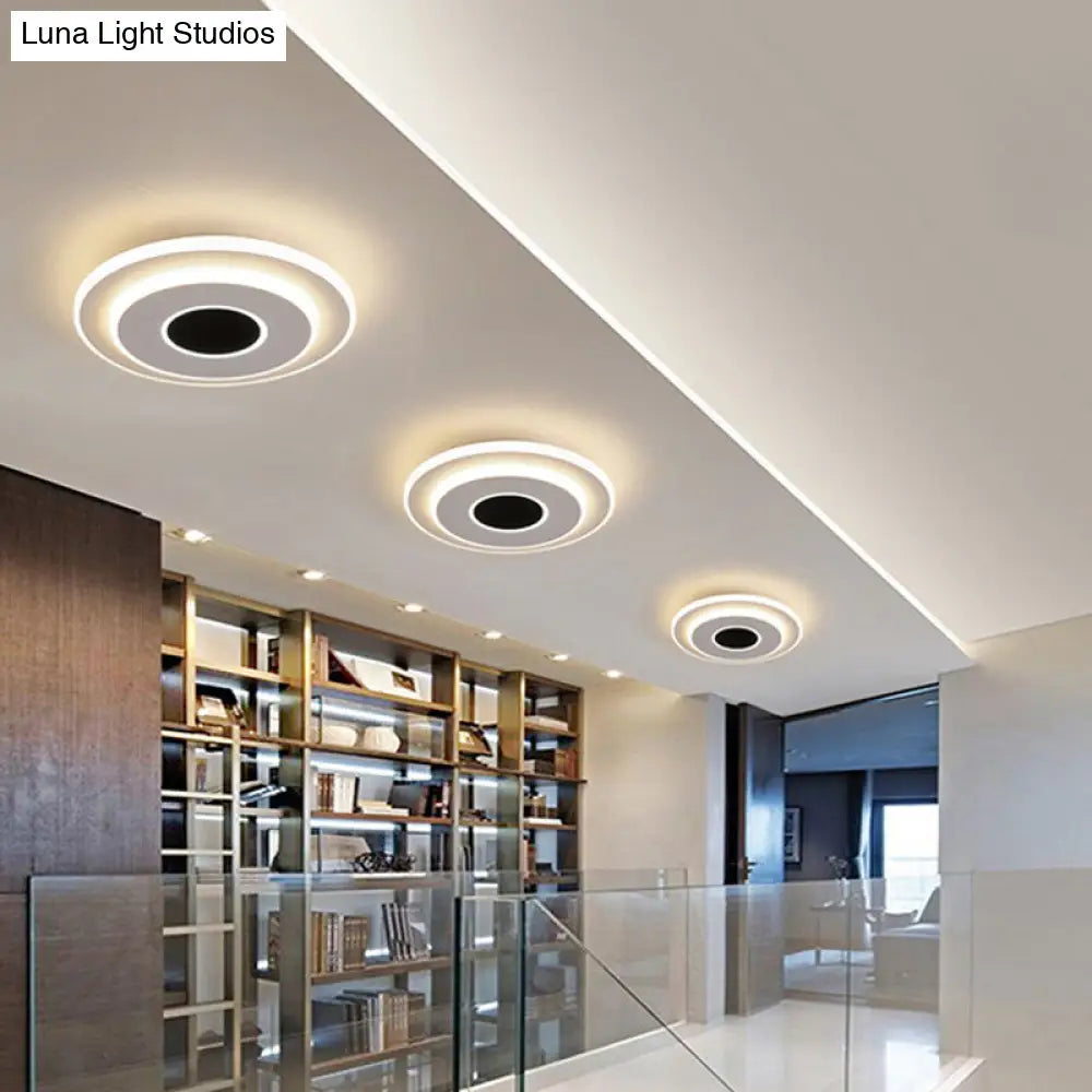 DecorBites™ DecorBites™ LED Mini Flush Ceiling Light - Modernist Black and White Flush Lamp with Acrylic Shade in Warm/White Light