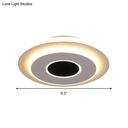 DecorBites™ DecorBites™ LED Mini Flush Ceiling Light - Modernist Black and White Flush Lamp with Acrylic Shade in Warm/White Light