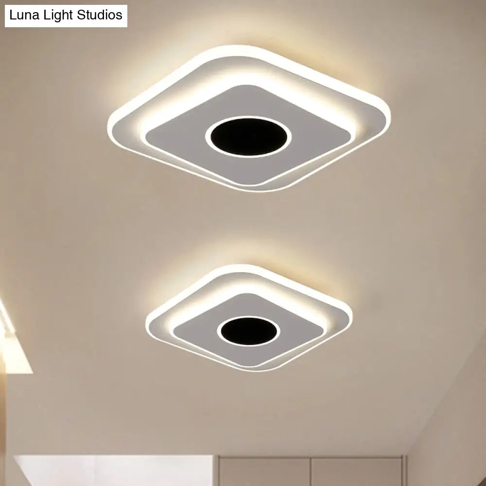 DecorBites™ DecorBites™ LED Mini Flush Ceiling Light - Modernist Black and White Flush Lamp with Acrylic Shade in Warm/White Light