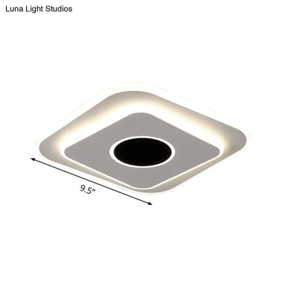 DecorBites™ DecorBites™ LED Mini Flush Ceiling Light - Modernist Black and White Flush Lamp with Acrylic Shade in Warm/White Light