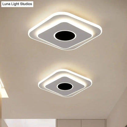 DecorBites™ DecorBites™ LED Mini Flush Ceiling Light - Modernist Black and White Flush Lamp with Acrylic Shade in Warm/White Light