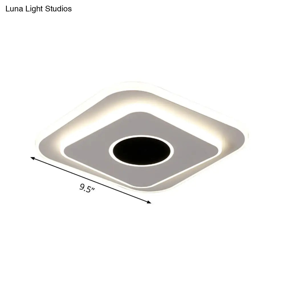 DecorBites™ DecorBites™ LED Mini Flush Ceiling Light - Modernist Black and White Flush Lamp with Acrylic Shade in Warm/White Light