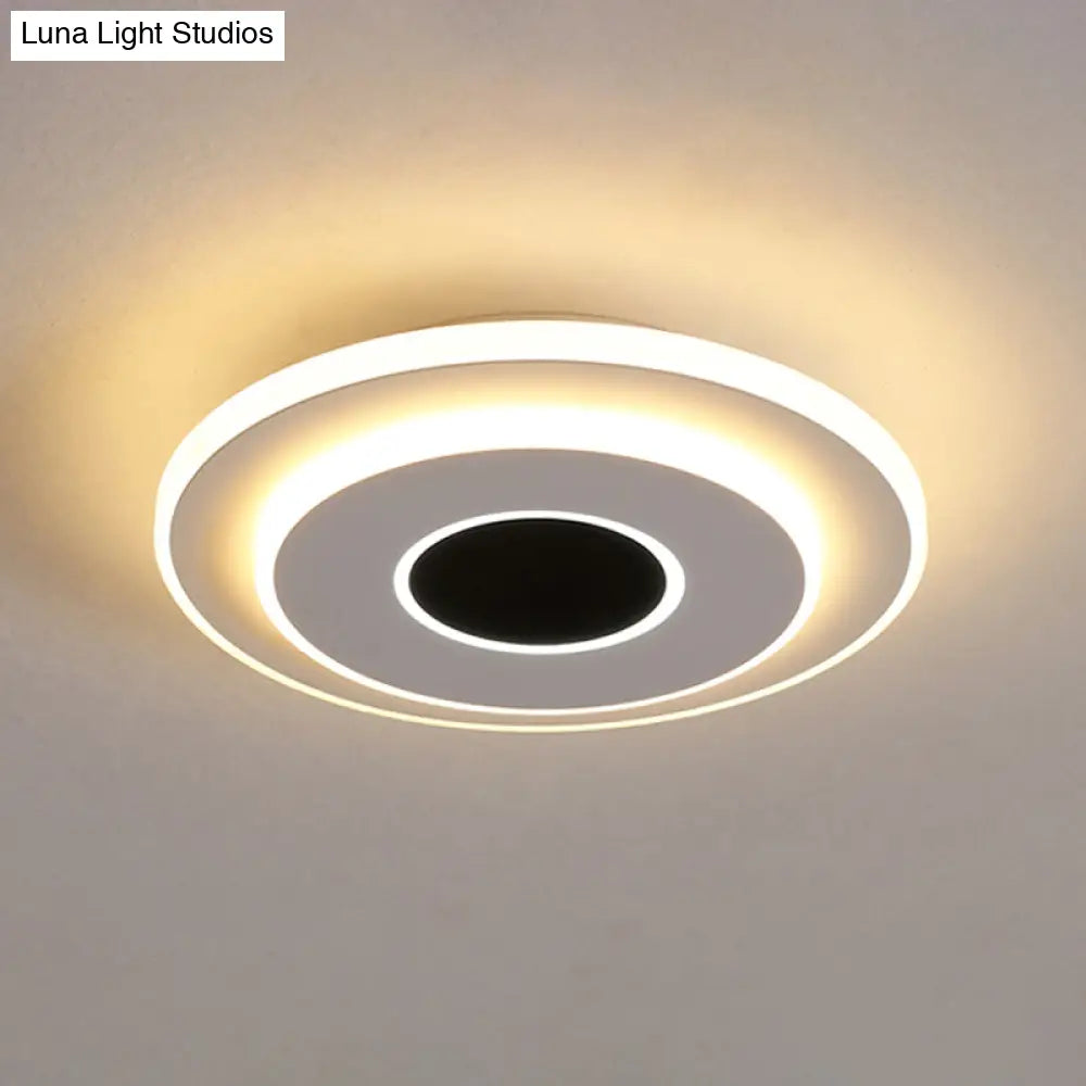 DecorBites™ DecorBites™ LED Mini Flush Ceiling Light - Modernist Black and White Flush Lamp with Acrylic Shade in Warm/White Light