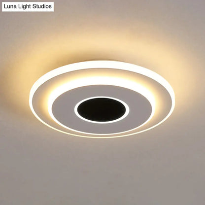 DecorBites™ DecorBites™ LED Mini Flush Ceiling Light - Modernist Black and White Flush Lamp with Acrylic Shade in Warm/White Light