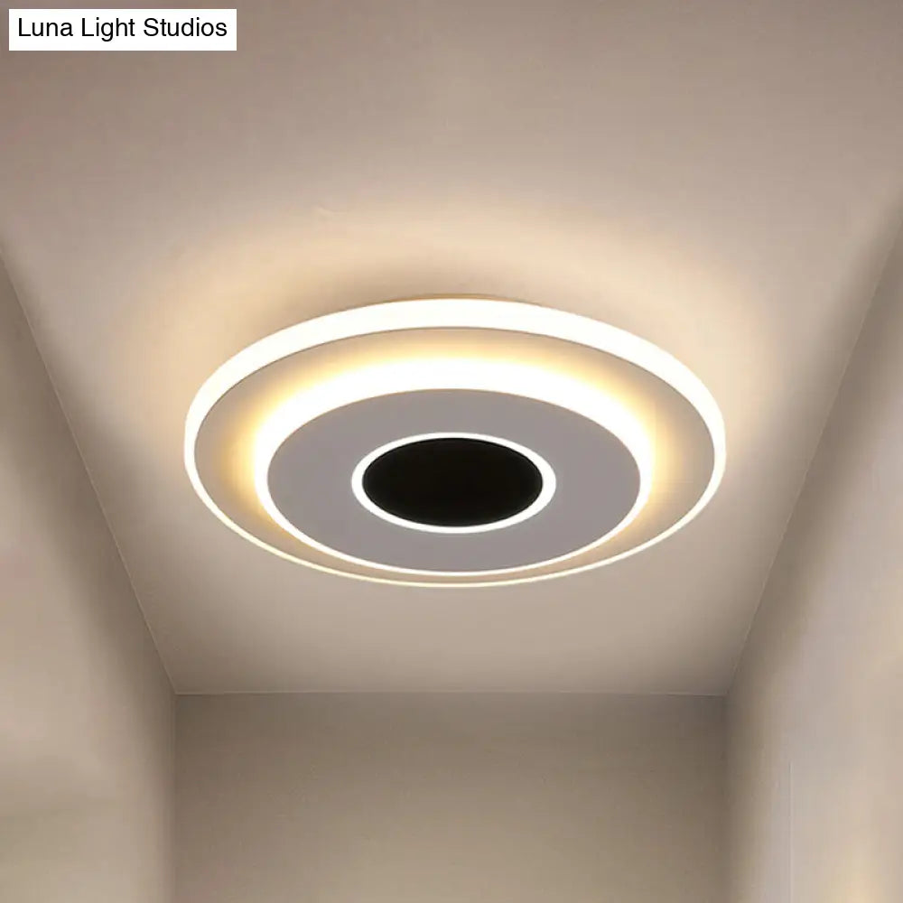 DecorBites™ DecorBites™ LED Mini Flush Ceiling Light - Modernist Black and White Flush Lamp with Acrylic Shade in Warm/White Light