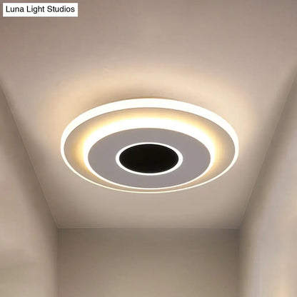 DecorBites™ DecorBites™ LED Mini Flush Ceiling Light - Modernist Black and White Flush Lamp with Acrylic Shade in Warm/White Light