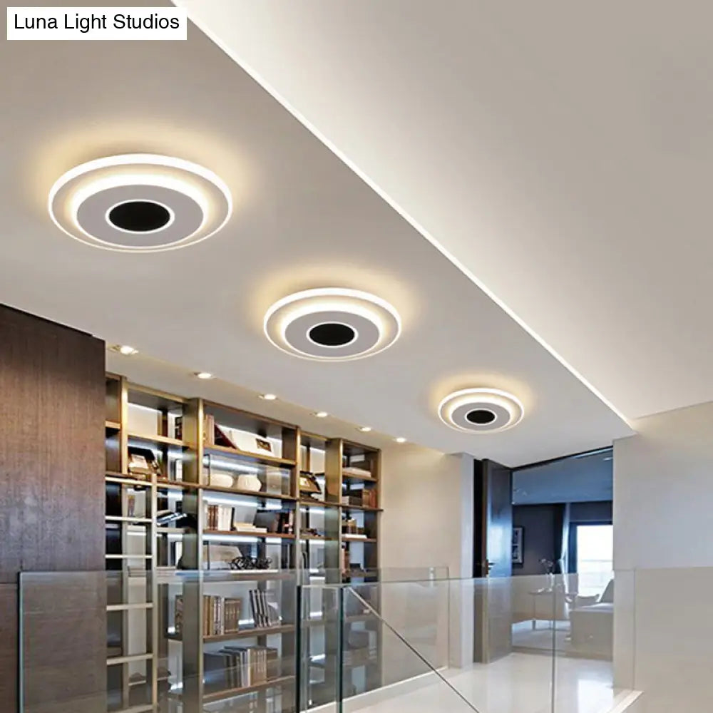 DecorBites™ DecorBites™ LED Mini Flush Ceiling Light - Modernist Black and White Flush Lamp with Acrylic Shade in Warm/White Light