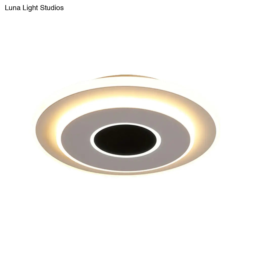 DecorBites™ DecorBites™ LED Mini Flush Ceiling Light - Modernist Black and White Flush Lamp with Acrylic Shade in Warm/White Light