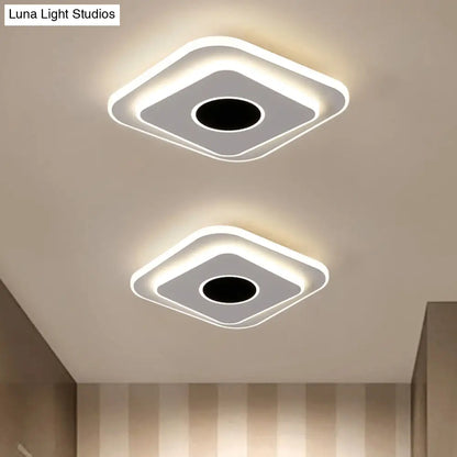 DecorBites™ DecorBites™ LED Mini Flush Ceiling Light - Modernist Black and White Flush Lamp with Acrylic Shade in Warm/White Light