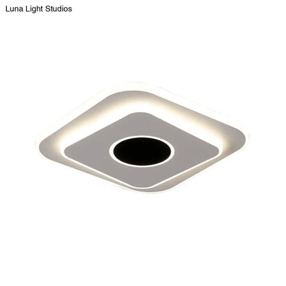 DecorBites™ DecorBites™ LED Mini Flush Ceiling Light - Modernist Black and White Flush Lamp with Acrylic Shade in Warm/White Light