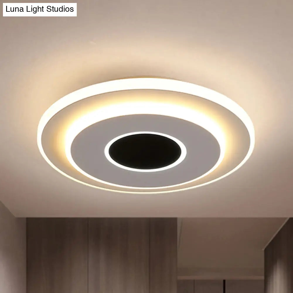 DecorBites™ DecorBites™ LED Mini Flush Ceiling Light - Modernist Black and White Flush Lamp with Acrylic Shade in Warm/White Light