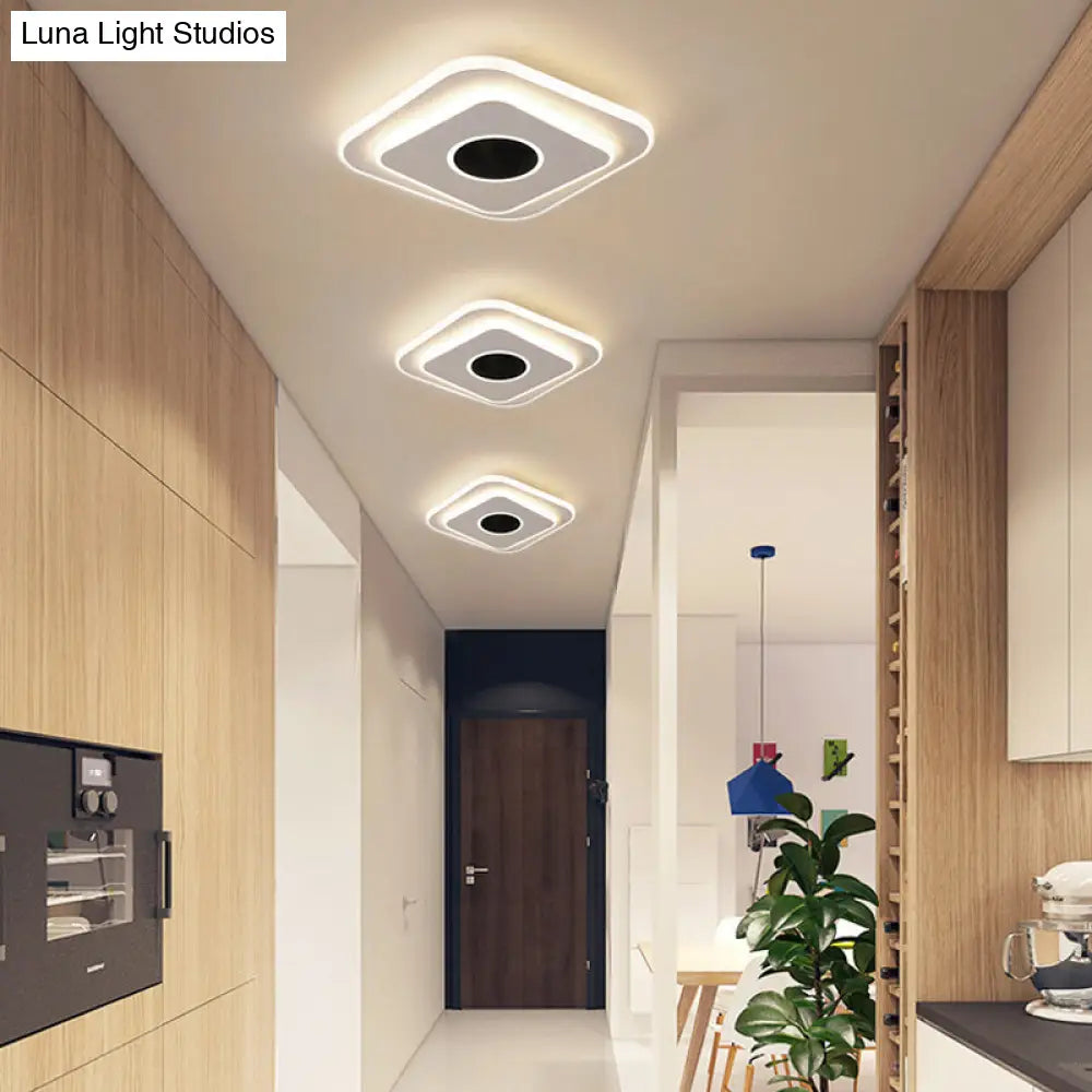 DecorBites™ DecorBites™ LED Mini Flush Ceiling Light - Modernist Black and White Flush Lamp with Acrylic Shade in Warm/White Light