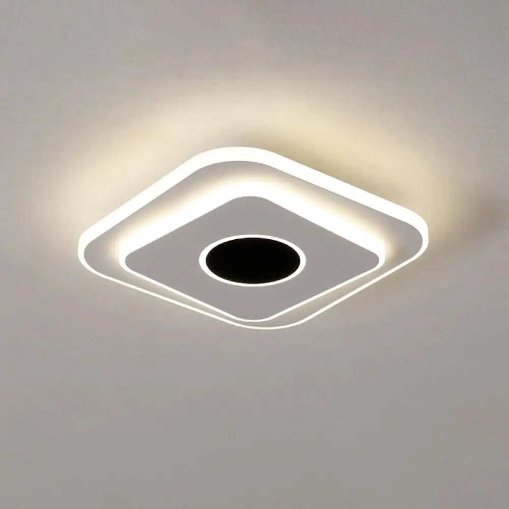 DecorBites™ DecorBites™ LED Mini Flush Ceiling Light - Modernist Black and White Flush Lamp with Acrylic Shade in Warm/White Light