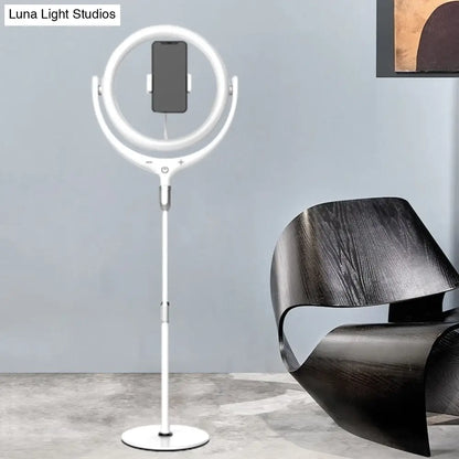 DecorBites™ LED Mirror Lamp with Rotatable Ring, USB Live Fill and Metallic Shade - Modern Black/White Design