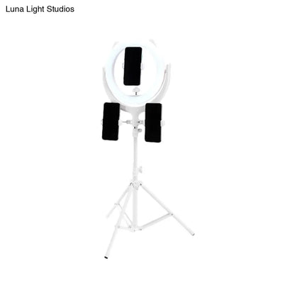 DecorBites™ DecorBites™ LED Mirror Light in White Round Tripod Design with Metallic Flush Lamp Shade