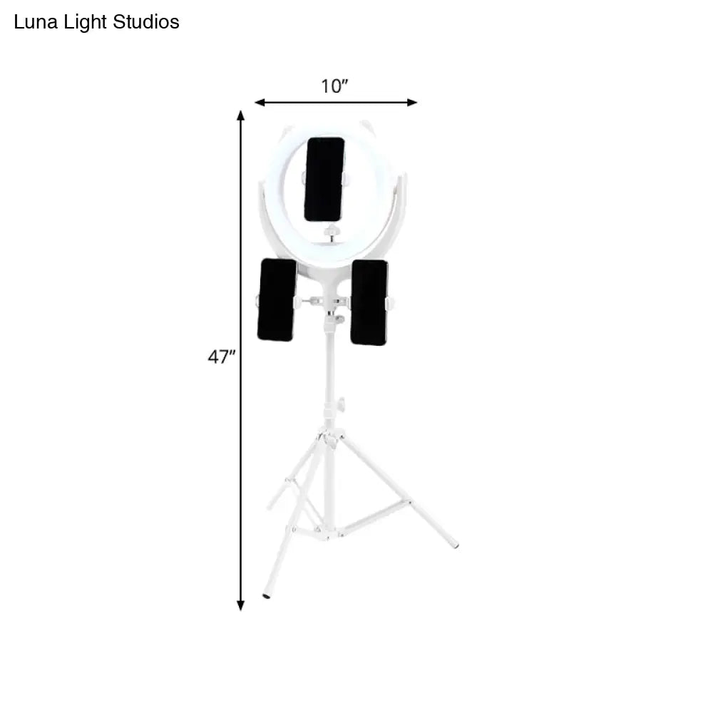 DecorBites™ DecorBites™ LED Mirror Light in White Round Tripod Design with Metallic Flush Lamp Shade