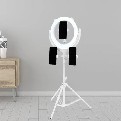 DecorBites™ DecorBites™ LED Mirror Light in White Round Tripod Design with Metallic Flush Lamp Shade