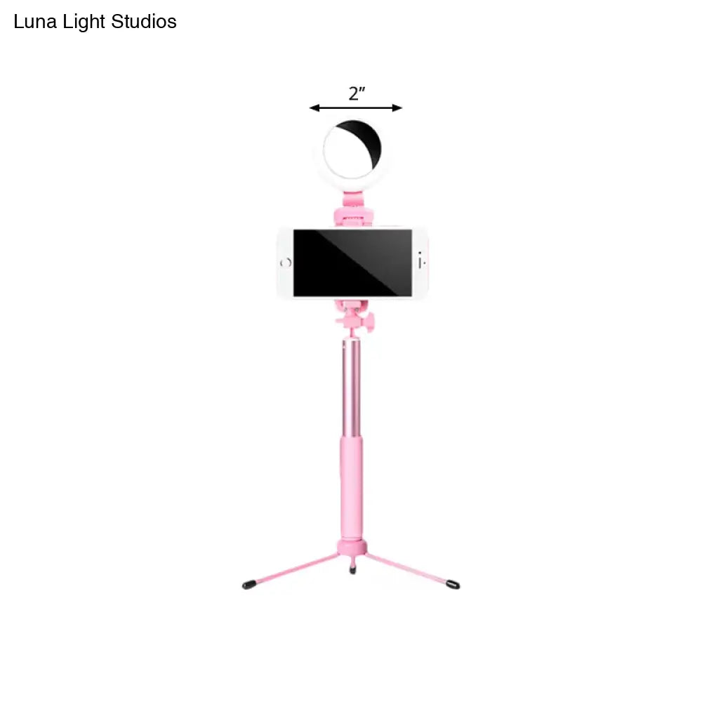 DecorBites™ LED Mirror Light with Metallic Shade & Mobile Holder - Modern Pink Circle Design