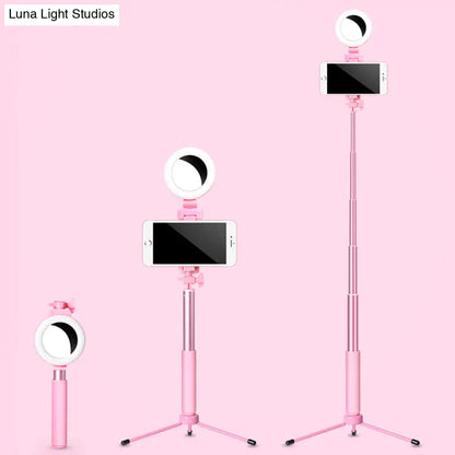 DecorBites™ LED Mirror Light with Metallic Shade & Mobile Holder - Modern Pink Circle Design