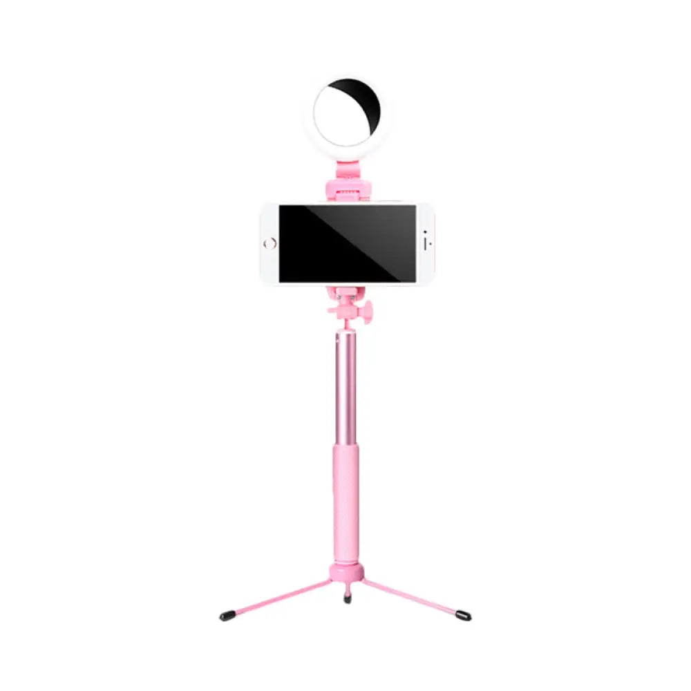 DecorBites™ LED Mirror Light with Metallic Shade & Mobile Holder - Modern Pink Circle Design