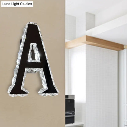 DecorBites™ LED Modern Black Wall Lamp with A-Shaped Crystal Shade and Adjustable Light Temperature