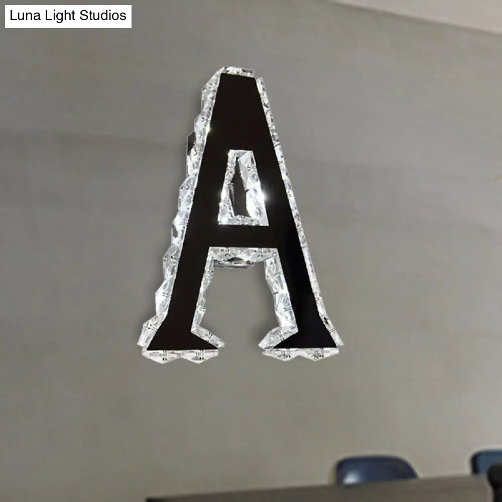 DecorBites™ LED Modern Black Wall Lamp with A-Shaped Crystal Shade and Adjustable Light Temperature