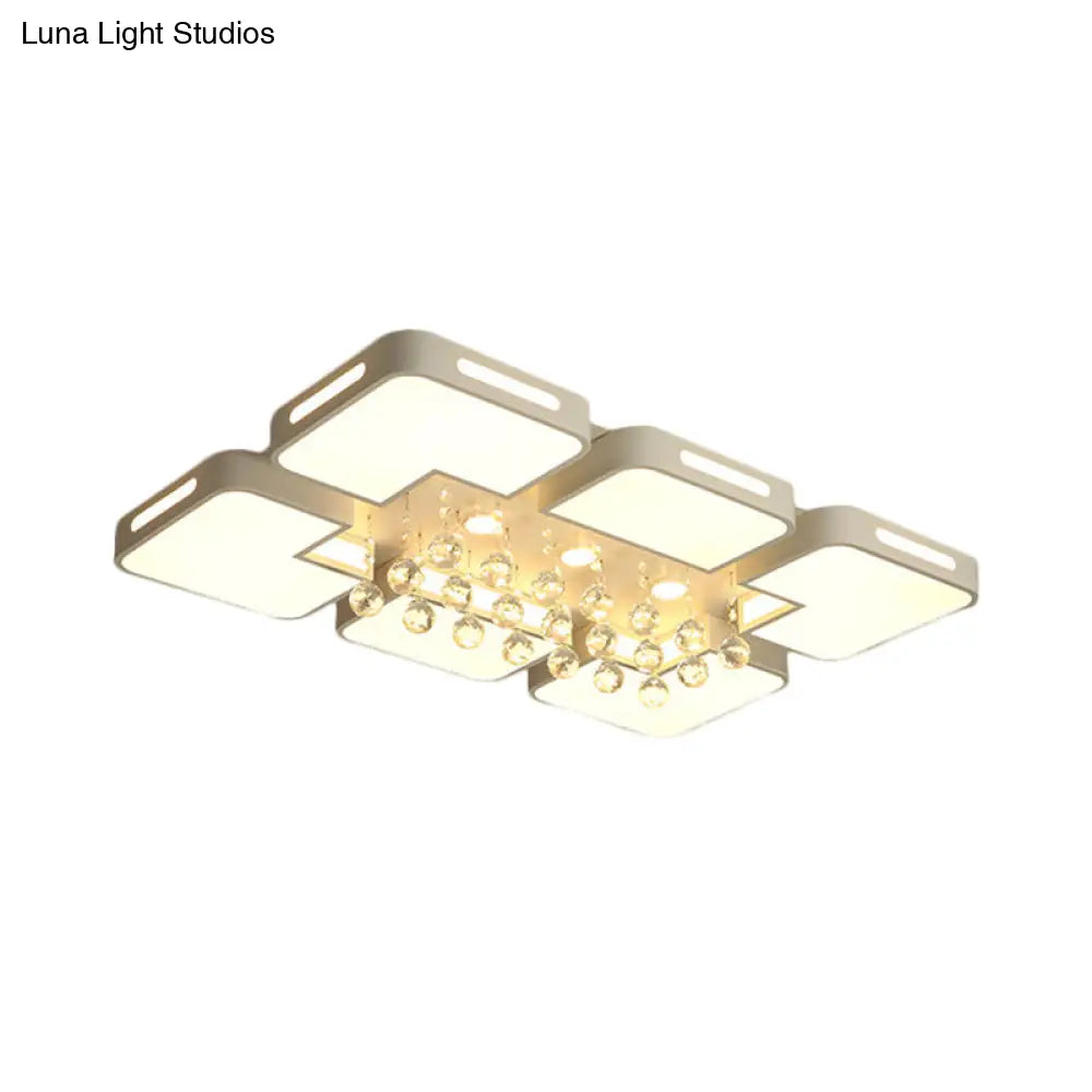 DecorBites™ DecorBites™ LED Modern Chrome Flush Mount Ceiling Lamp with Crystal Orbs Shade in White Light