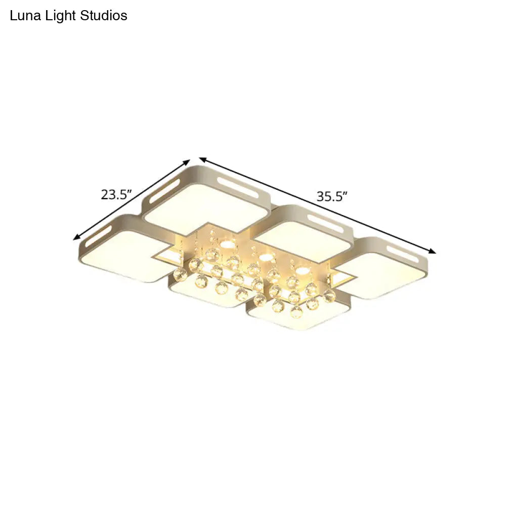 DecorBites™ DecorBites™ LED Modern Chrome Flush Mount Ceiling Lamp with Crystal Orbs Shade in White Light